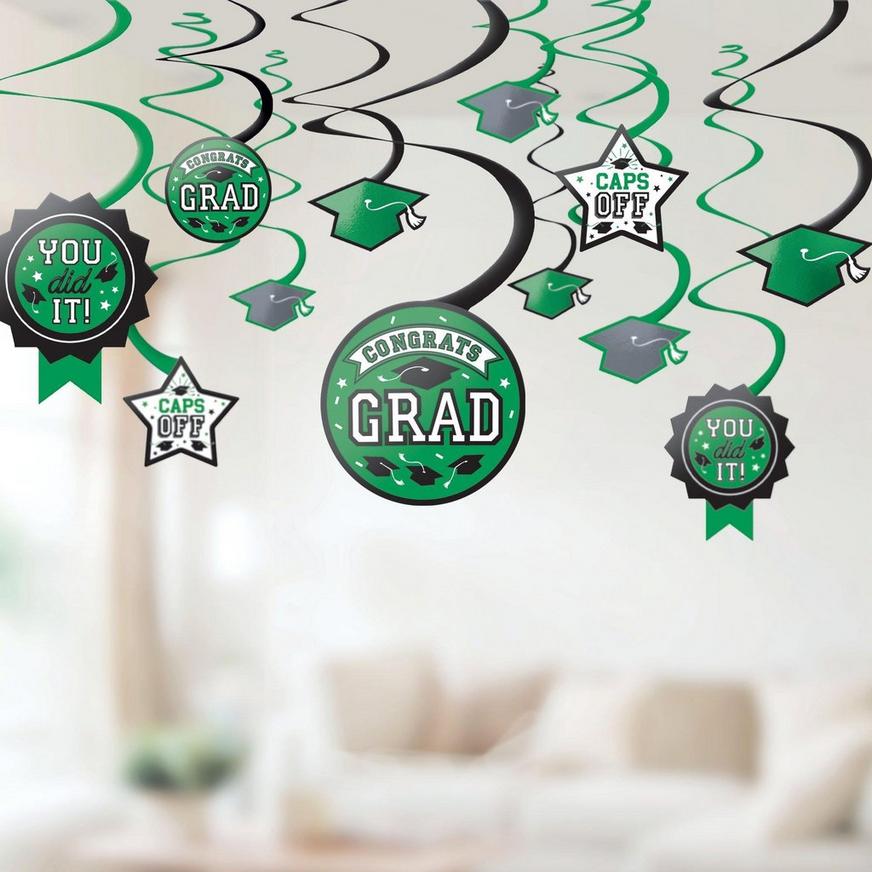 Green Congrats Grad Graduation Party Kit for 60 Guests