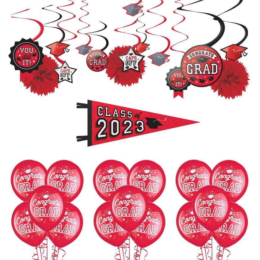 Red Congrats Grad 2022 Graduation Decorating Kit