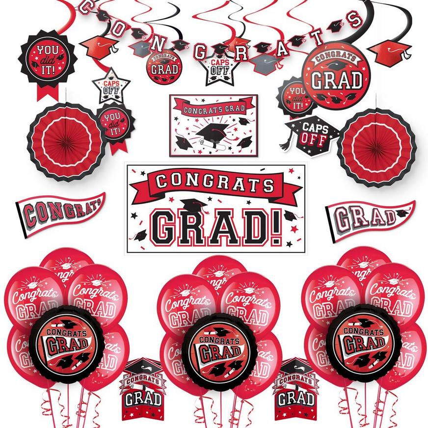 Red 2022 Congrats Grad Deluxe Graduation Decorating Kit
