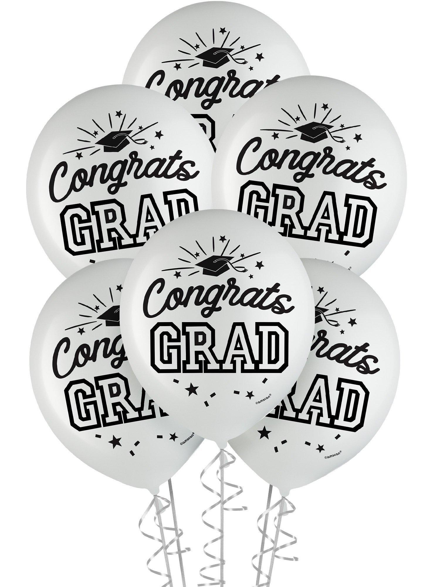 Graduation Party Decorations Kit with Banners, Balloons, Centerpiece, Streamers - White 2024 Congrats Grad