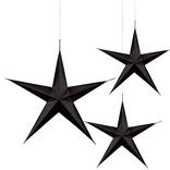 3D Black Star Decorations 3ct