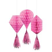 Mini Honeycomb Decorations with Tails 3ct