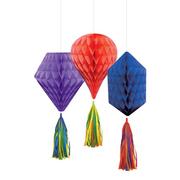 Mini Honeycomb Decorations with Iridescent Tails 3ct