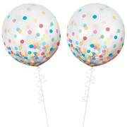 2ct, 24in, Round Multicolored Confetti Balloons