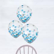 6ct, 12in, Blue & Silver Confetti Balloons
