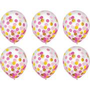 6ct, 12in, Gold & Pink Confetti Balloons