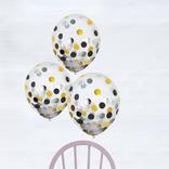 6ct, 12in, Black, Gold & Silver Confetti Balloons