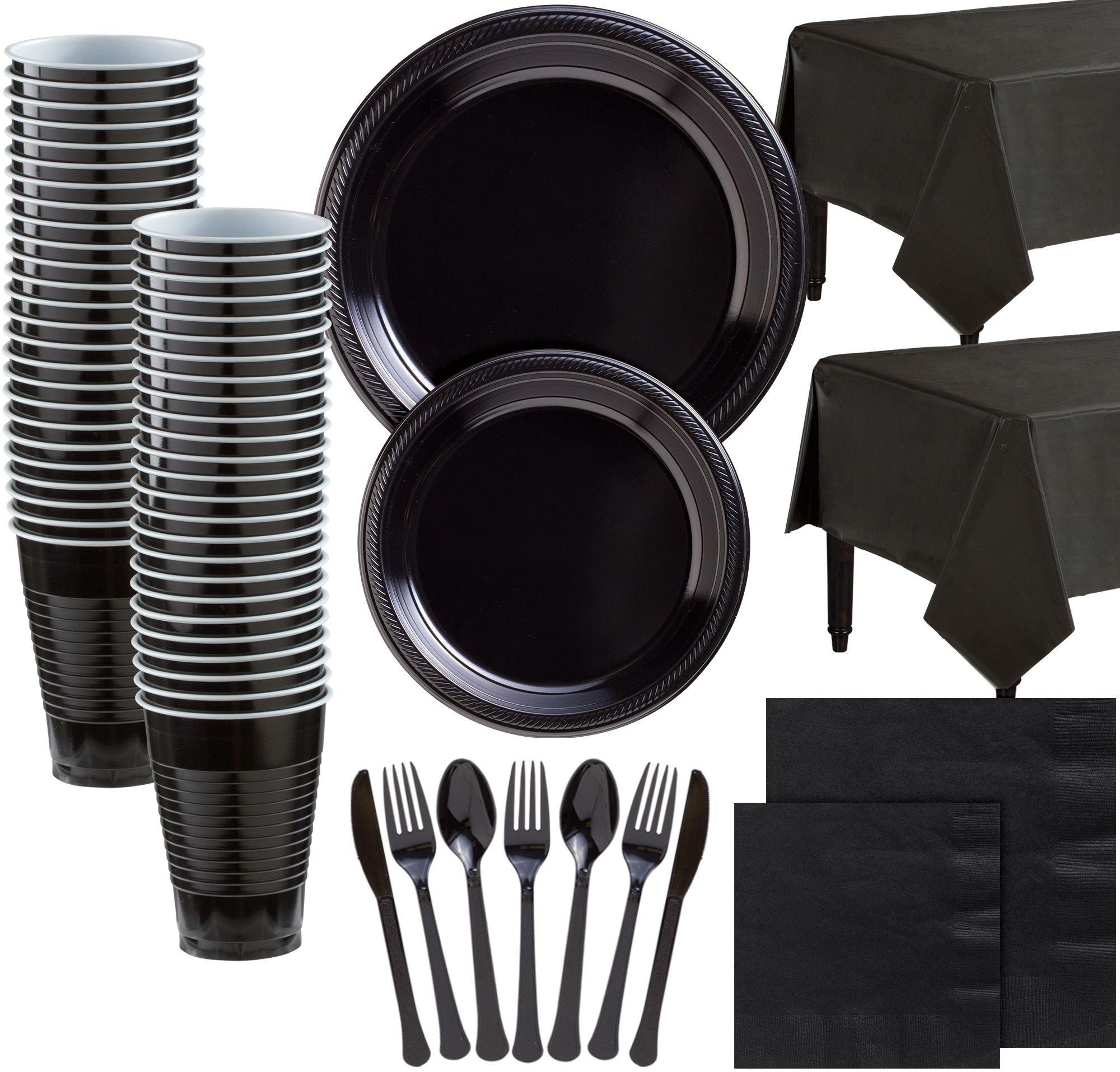 Black Plastic Tableware Kit for 100 Guests Party City