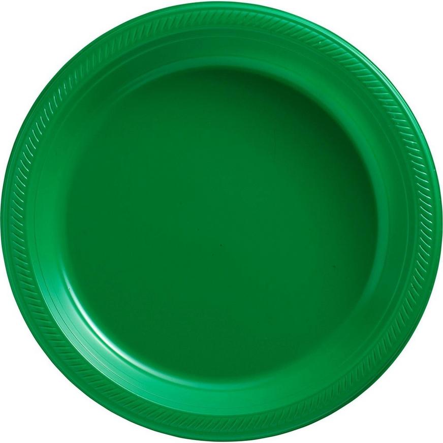 Festive Green Plastic Tableware Kit for 100 Guests