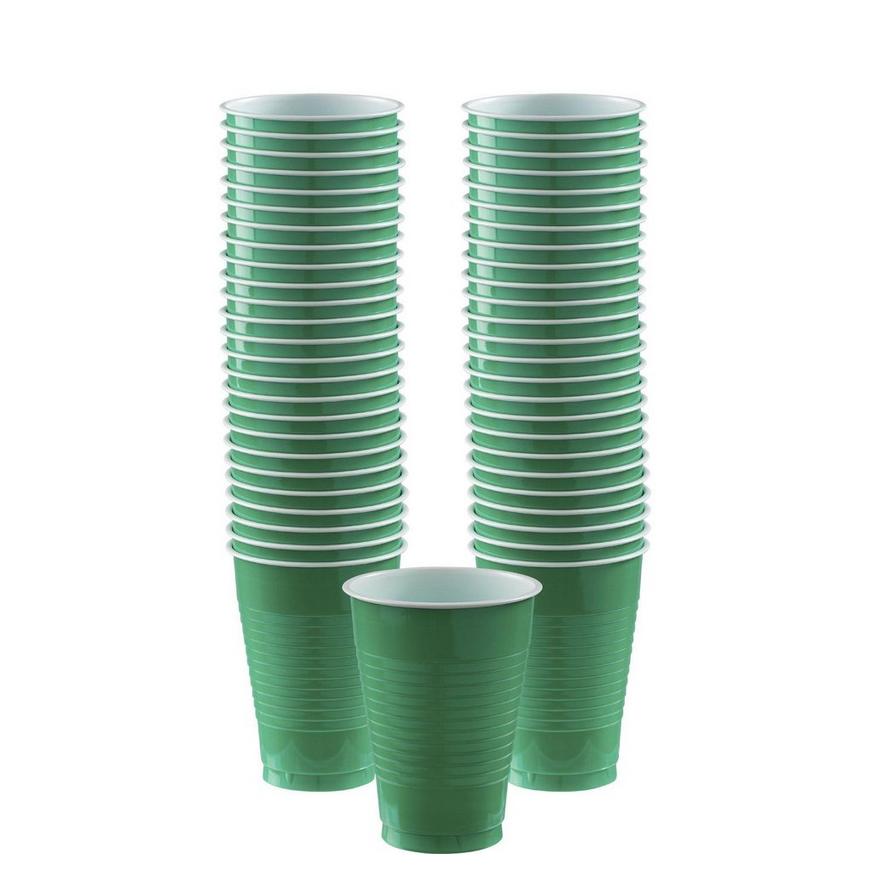 Festive Green Plastic Tableware Kit for 100 Guests