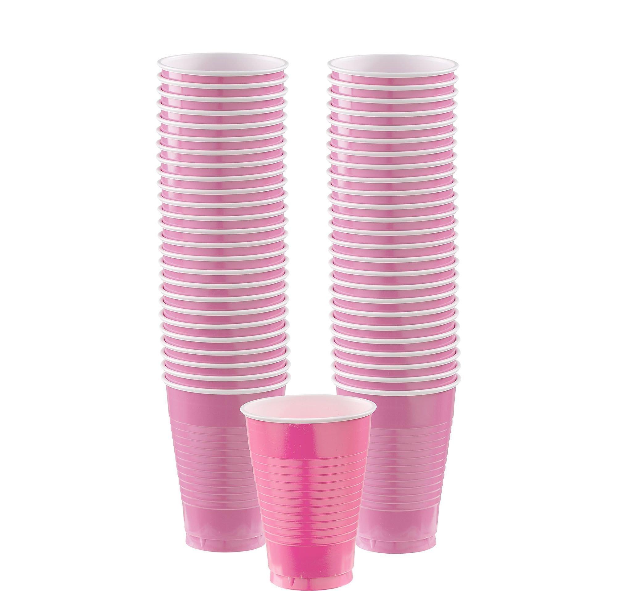 Bright Pink Plastic Tableware Kit for 100 Guests