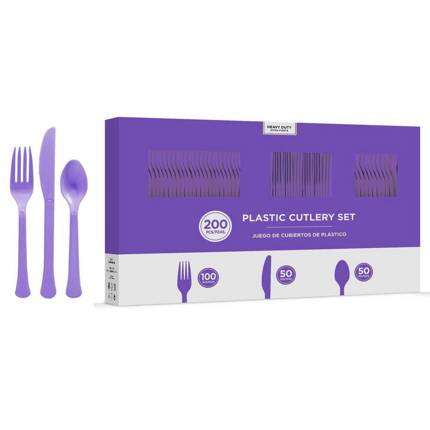 Purple Plastic Tableware Kit for 100 Guests