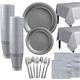 Silver Plastic Tableware Kit for 100 Guests