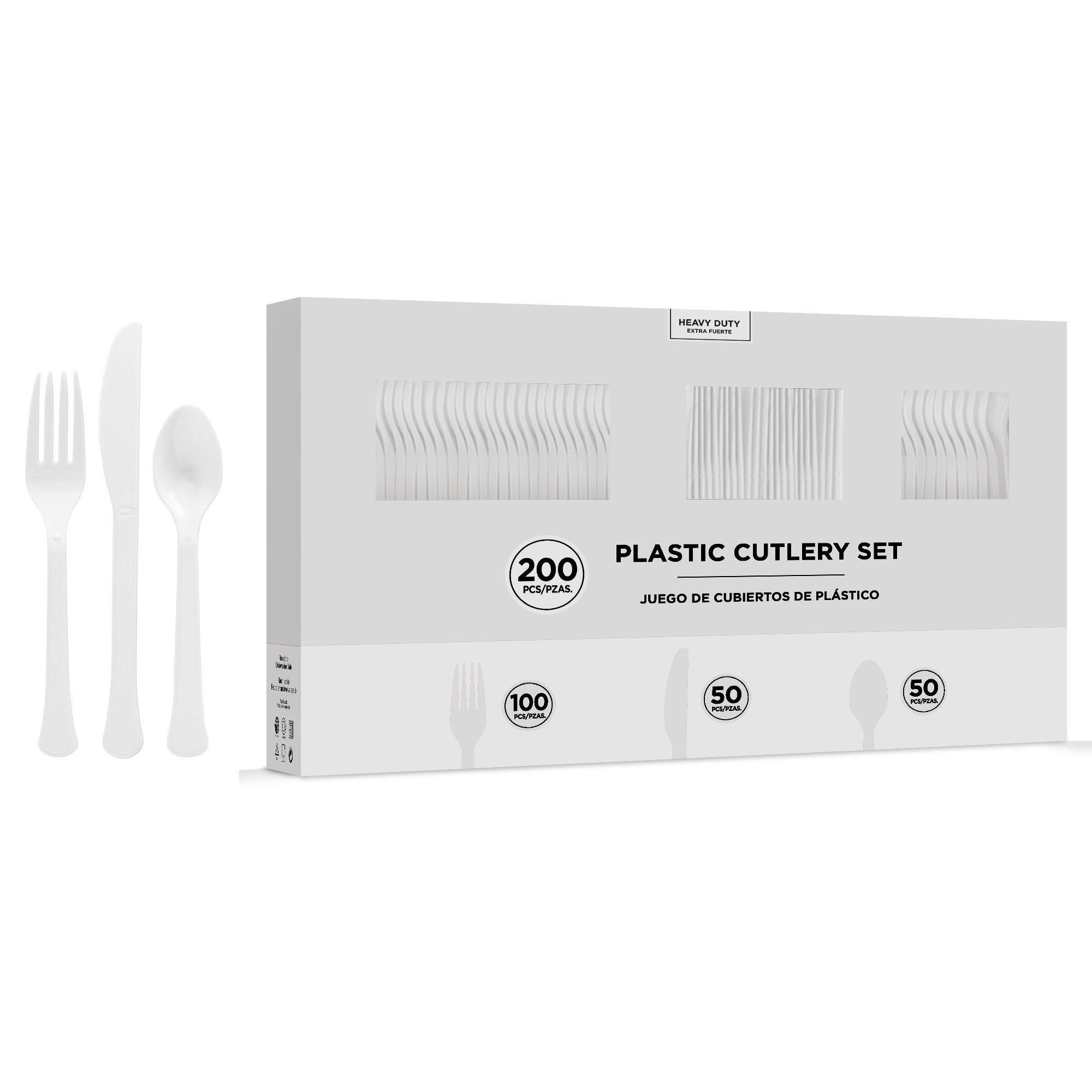 White Plastic Tableware Kit for 100 Guests