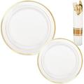 White Gold-Trimmed Premium Tableware Kit for 40 Guests