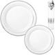 White Silver-Trimmed Premium Tableware Kit for 40 Guests