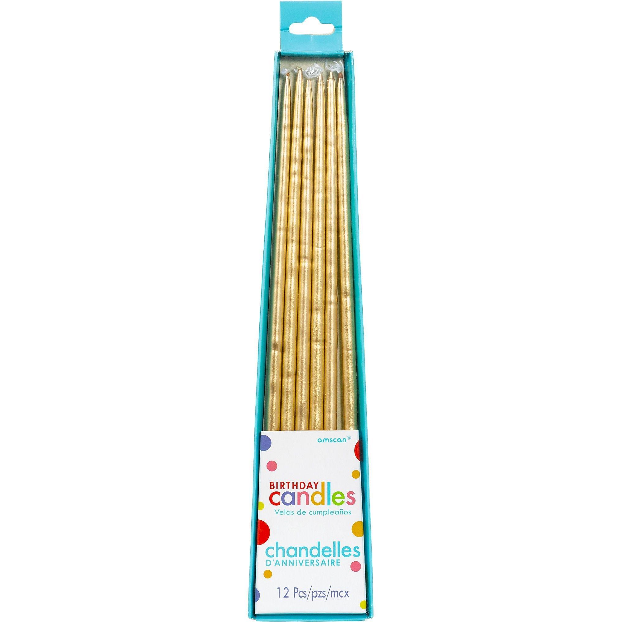 Long Gold Birthday Candles 12ct Party City
