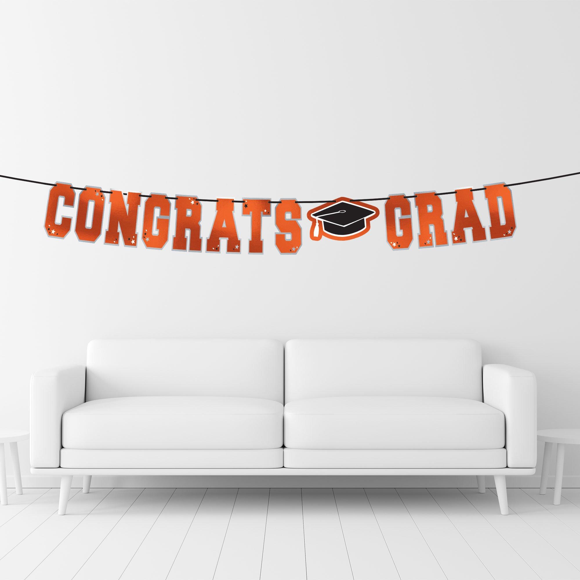 Orange Congrats Grad Letter Banner