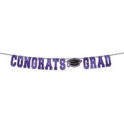Purple Congrats Grad Letter Banner