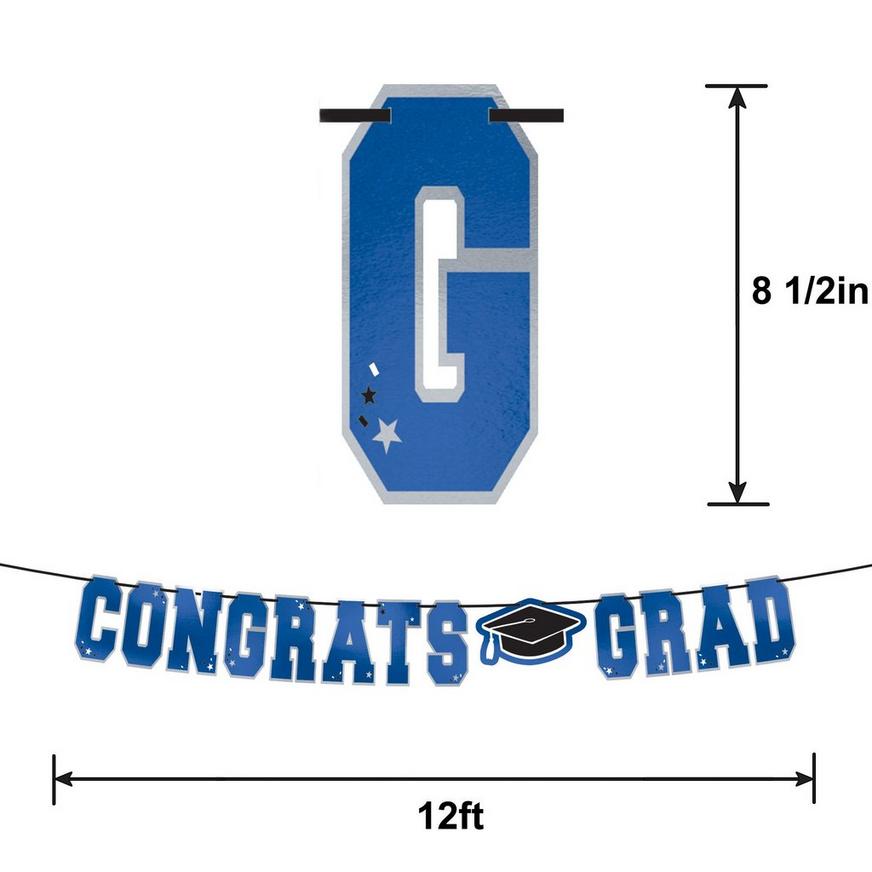 Blue Congrats Grad Letter Banner