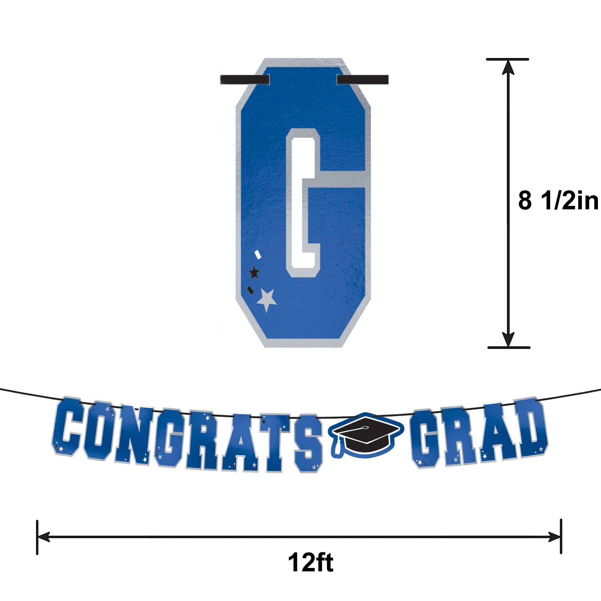 Blue Congrats Grad Letter Banner