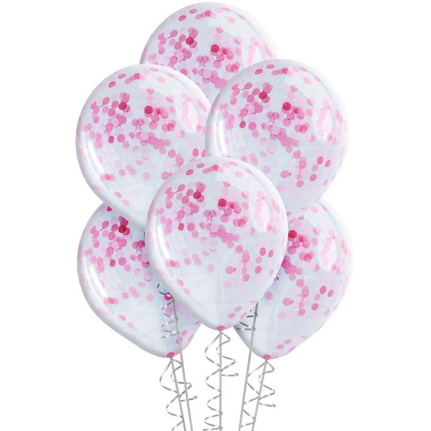 5ct, 12in, Ginger Ray Pink Confetti Balloons