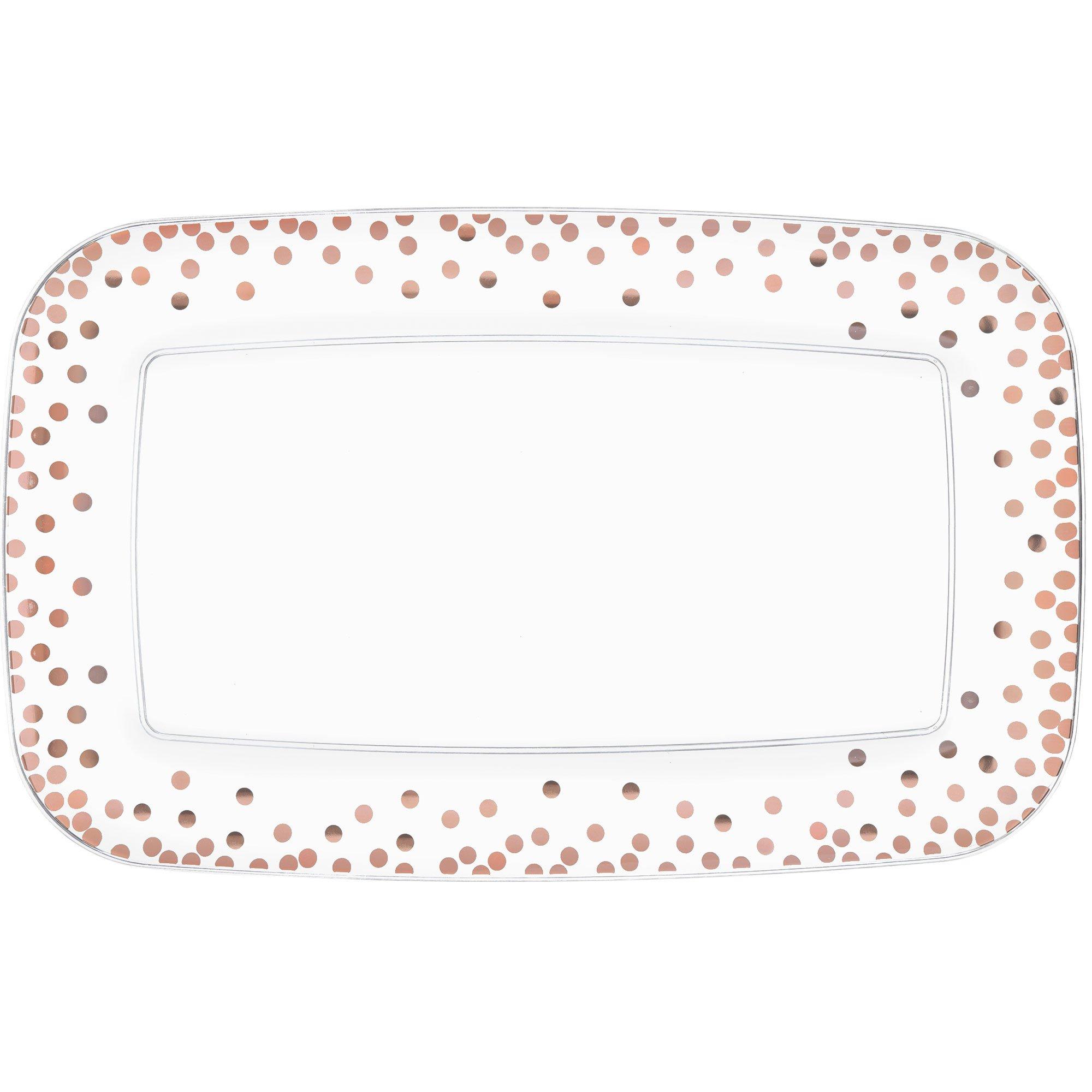 Metallic Polka Dots Plastic Rectangular Platter, 18in x 11in