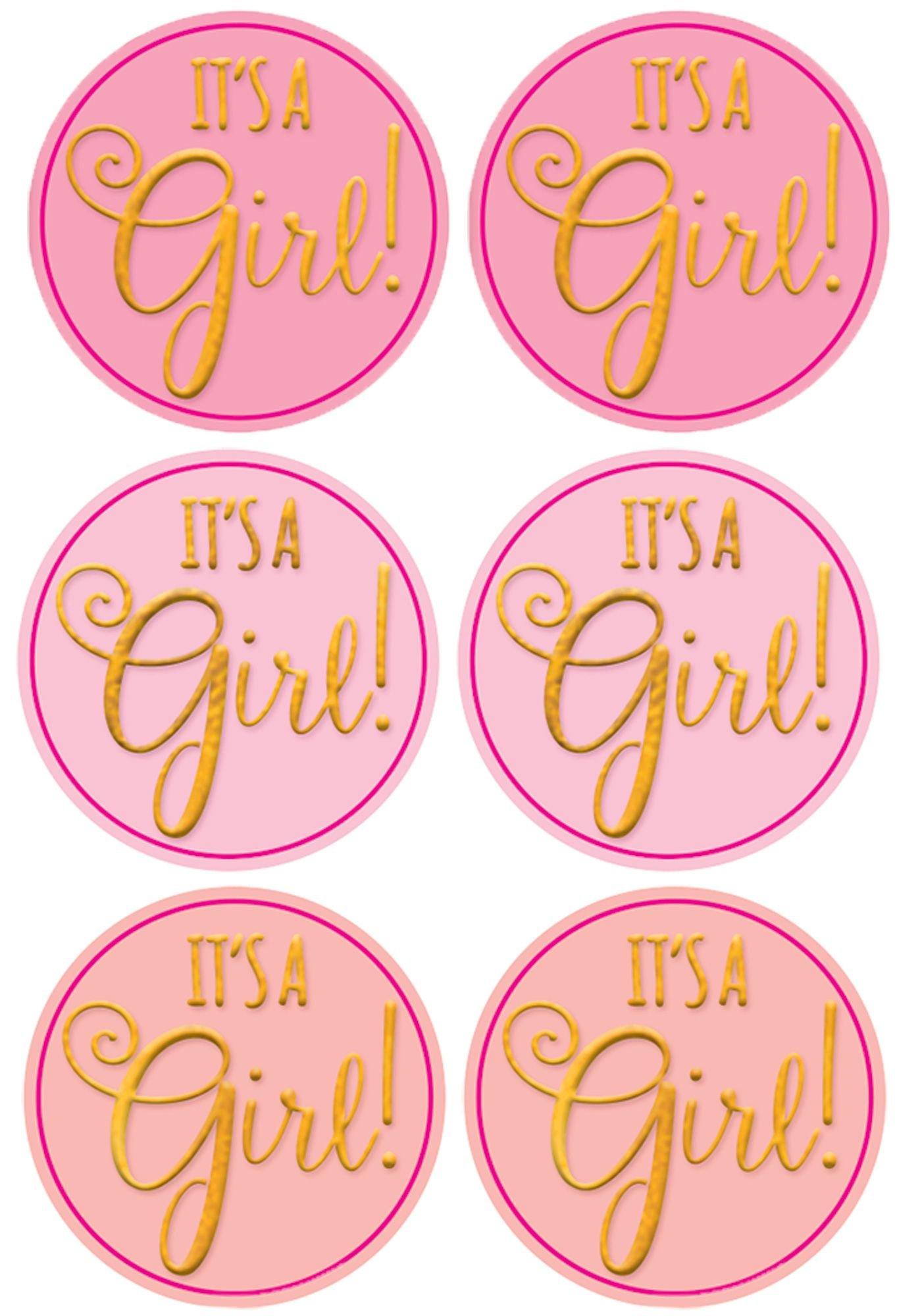Pink It's A Girl Baby Shower Sticker Seals 1 Sheet | Party City