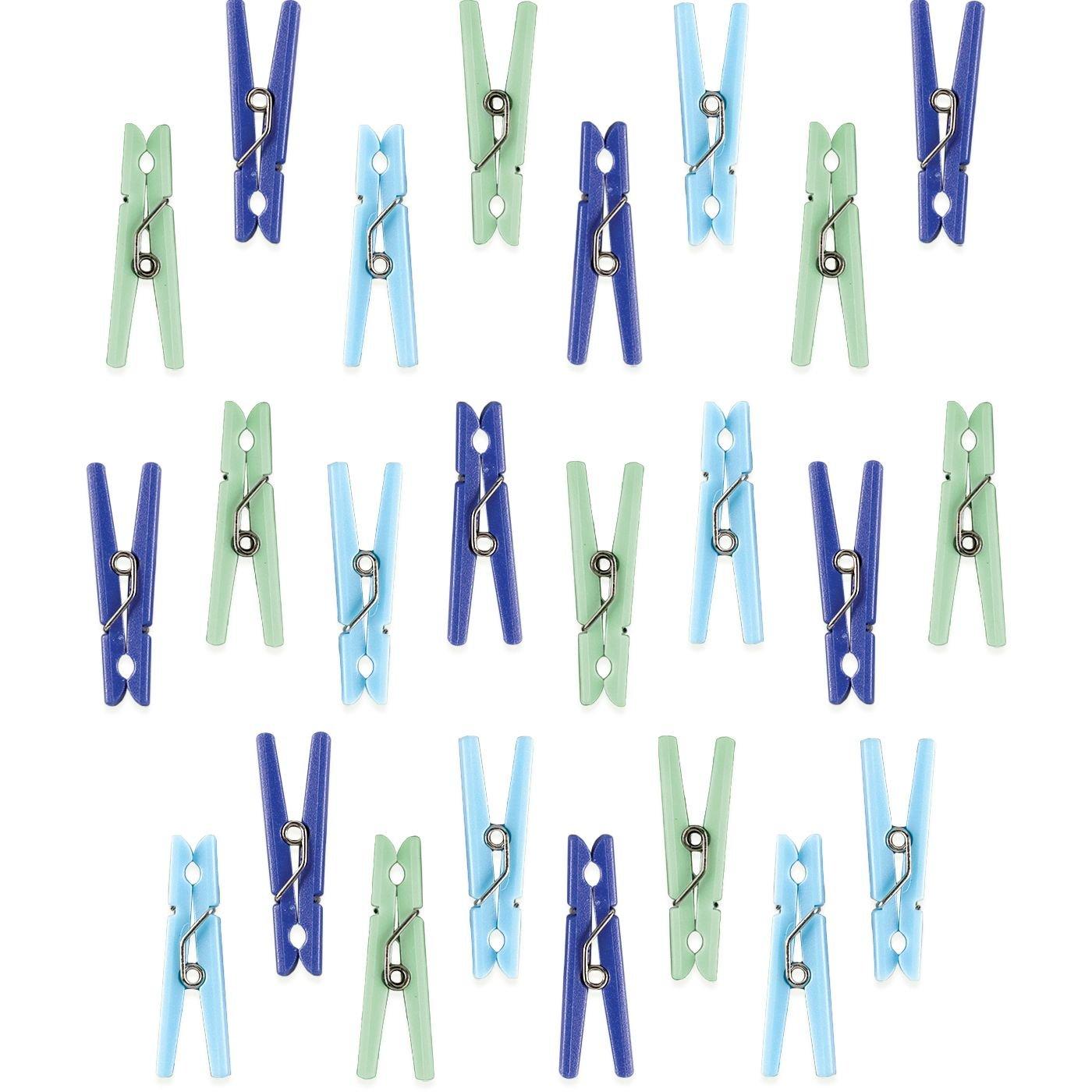 Mini Blue Clothespins, 100 Pack 1.25” Inch Clothes Pins Plastic Baby  Shower Fav