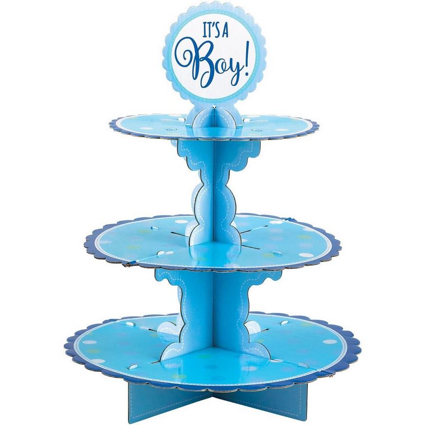 Blue It's A Boy Baby Shower Cupcake Stand