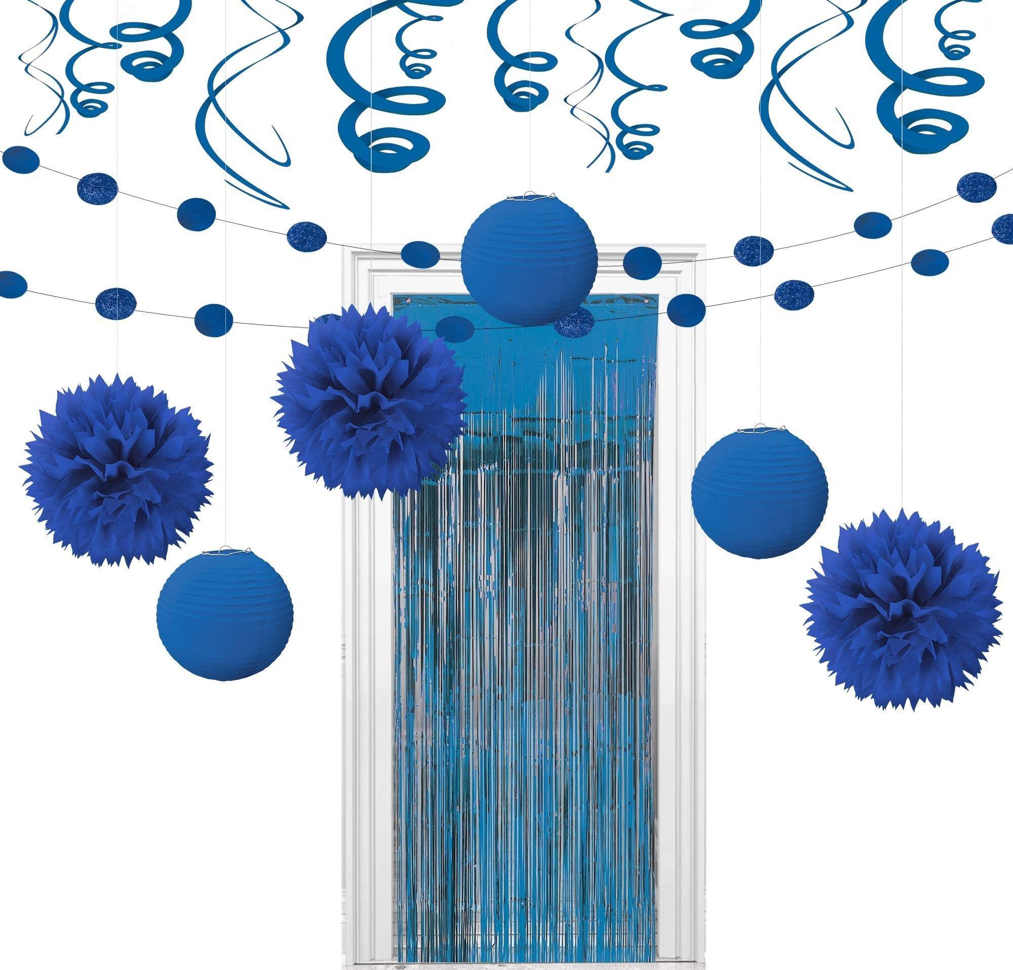 Happy Birthday Decoration Set With White Net Decoration, Blue