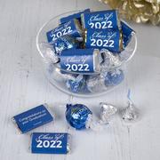 Blue Class of 2022 Graduation Chocolate Mix, 3lbs - Hershey's Miniature Milk Chocolate Bars, Milk Chocolate Kisses & Lindor Sea Salt Milk Chocolate Truffles by Lindt