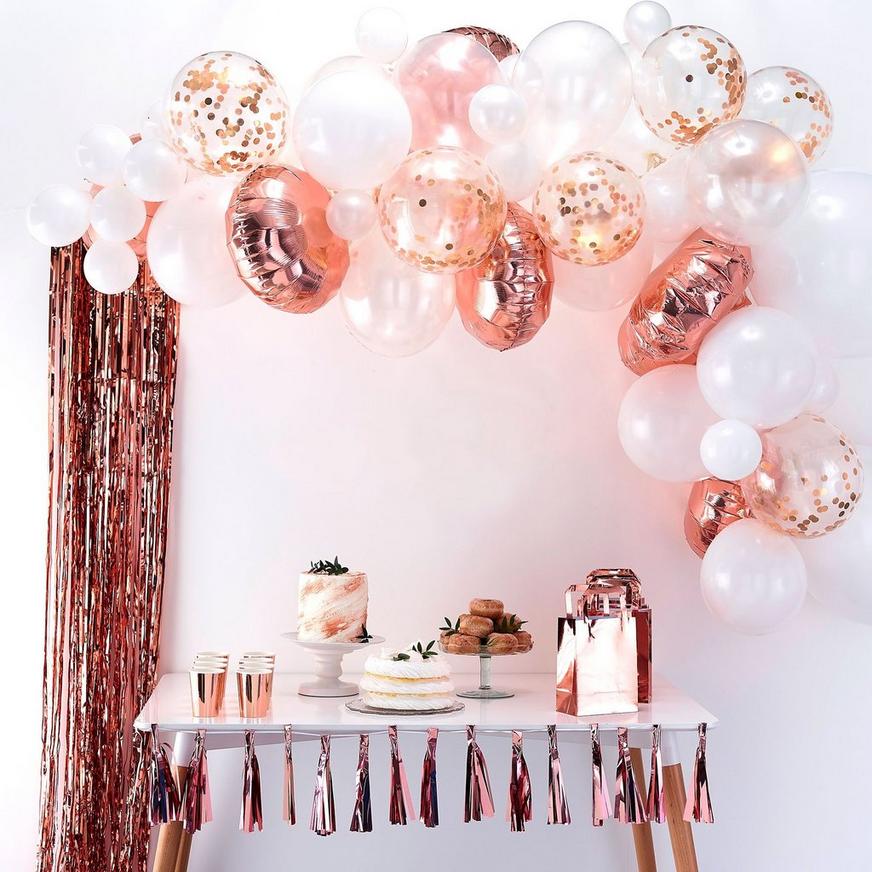 71pc, Air-Filled Ginger Ray Rose Gold Balloon Arch Kit