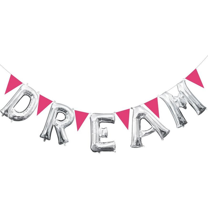 Dream Letter Balloons & Pink Pennant Banner Kit