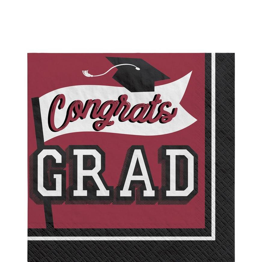 Maroon Congrats Grad Graduation Party Kit for 100 Guests