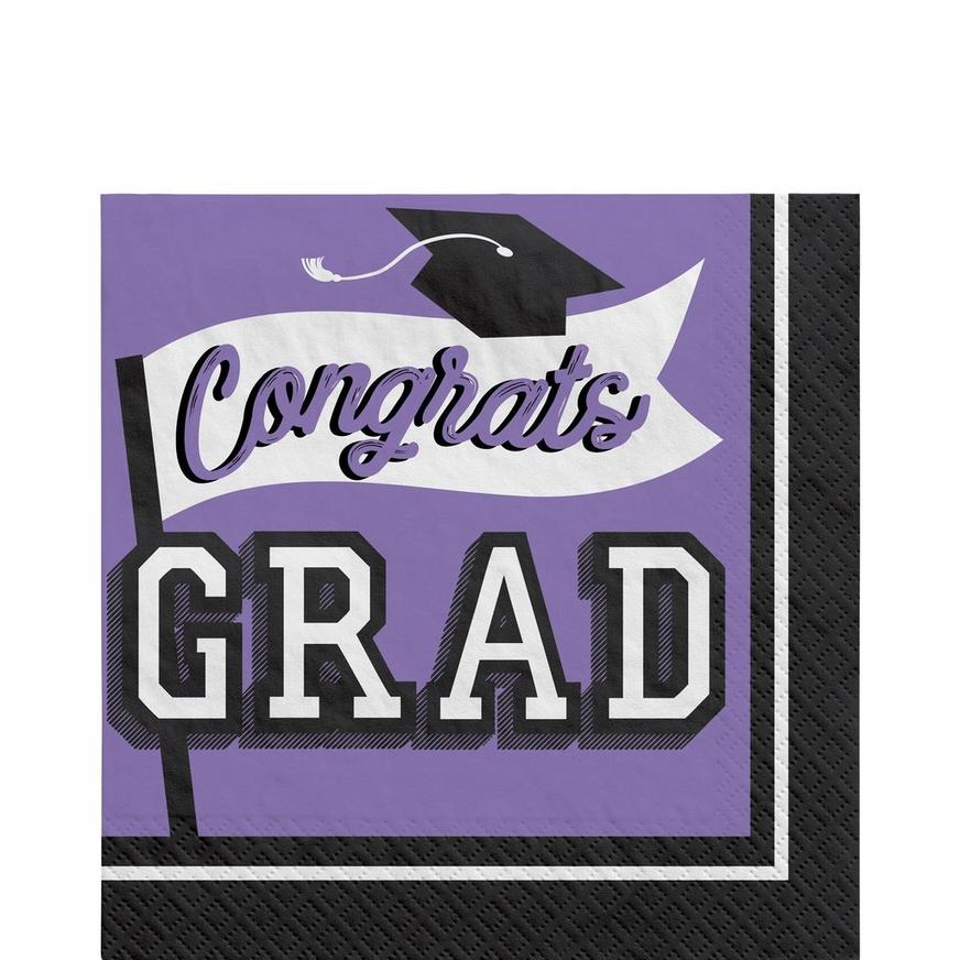 Purple Congrats Grad Graduation Party Kit for 100 Guests