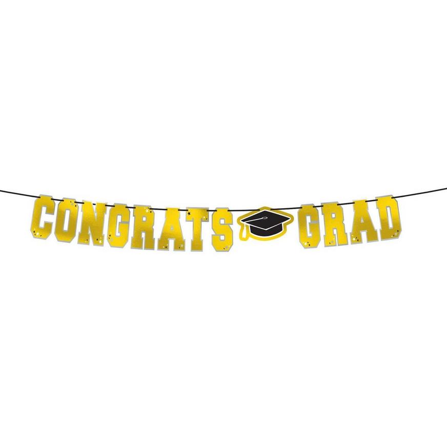 Yellow Congrats Grad Graduation Party Kit for 100 Guests