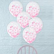 6ct, 12in, Metallic Pink Confetti Balloons
