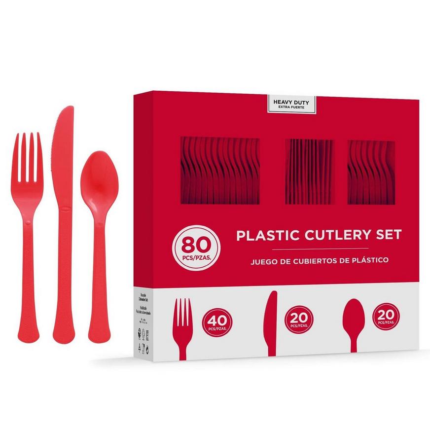 Red Tableware Kit for 20 Guests