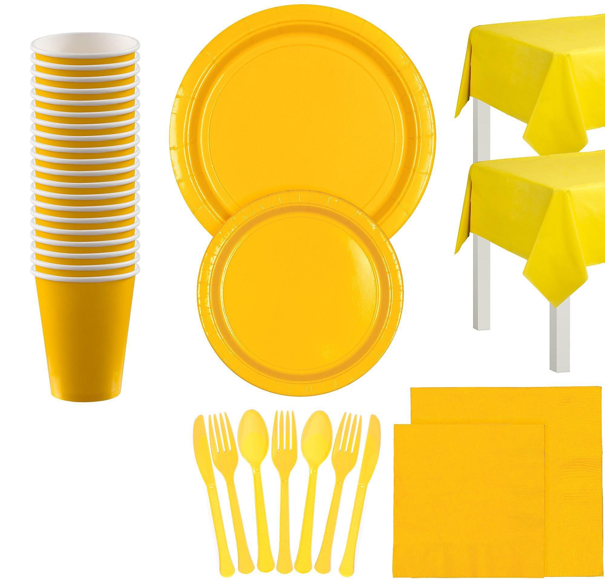 Sunshine Yellow Tableware Kit for 20 Guests Party City