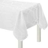 White Hexagon Damask Fabric Tablecloth, 60in x 104in