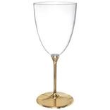 CLEAR Gold-Base Premium Plastic Wine Glasses