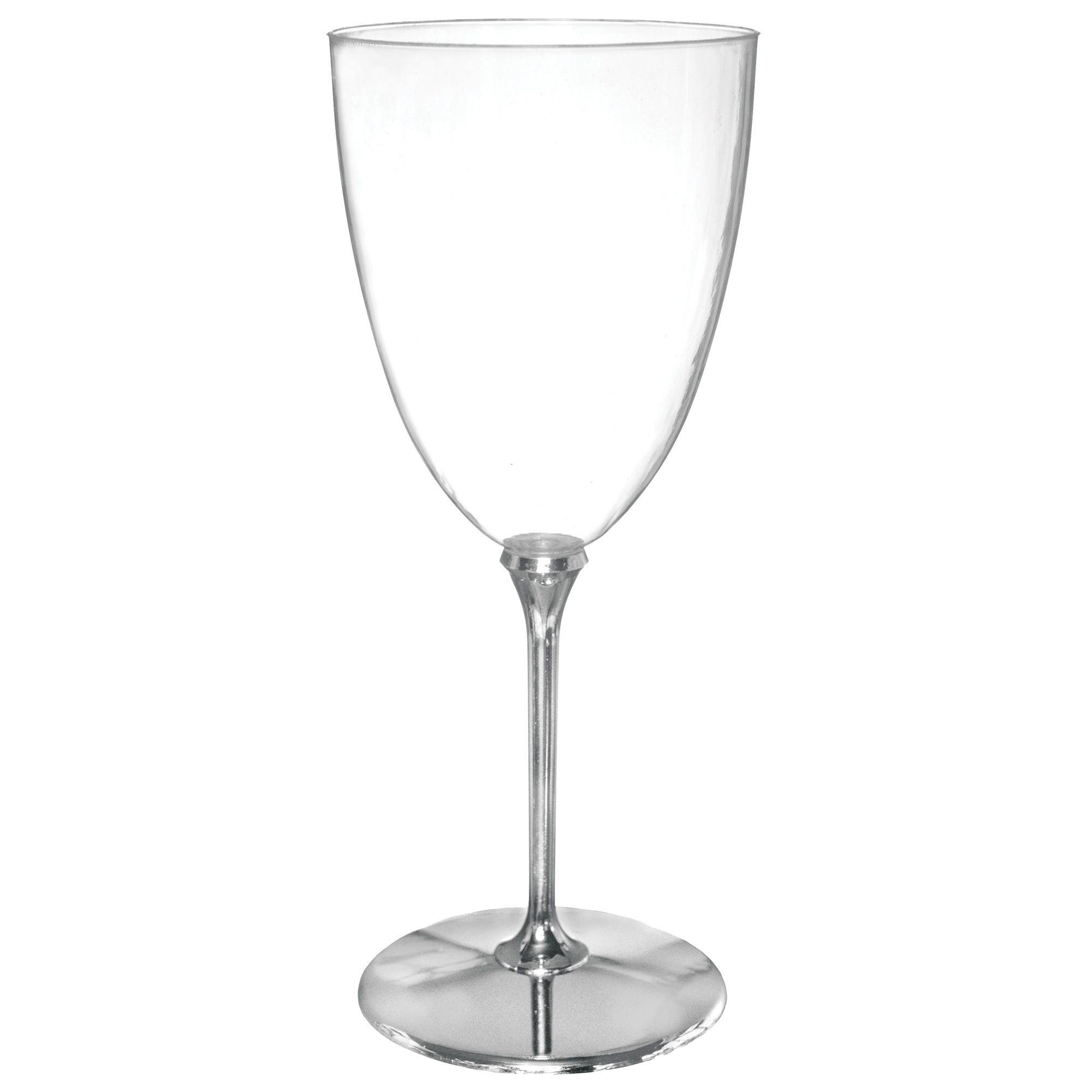Silver Rim Clear Plastic Wine Glasses