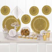 Gold & White Paper Fan & Honeycomb Decorations, 9pc