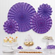 Glitter Purple Polka Dot & Chevron Paper Fan Decorations, 4ct