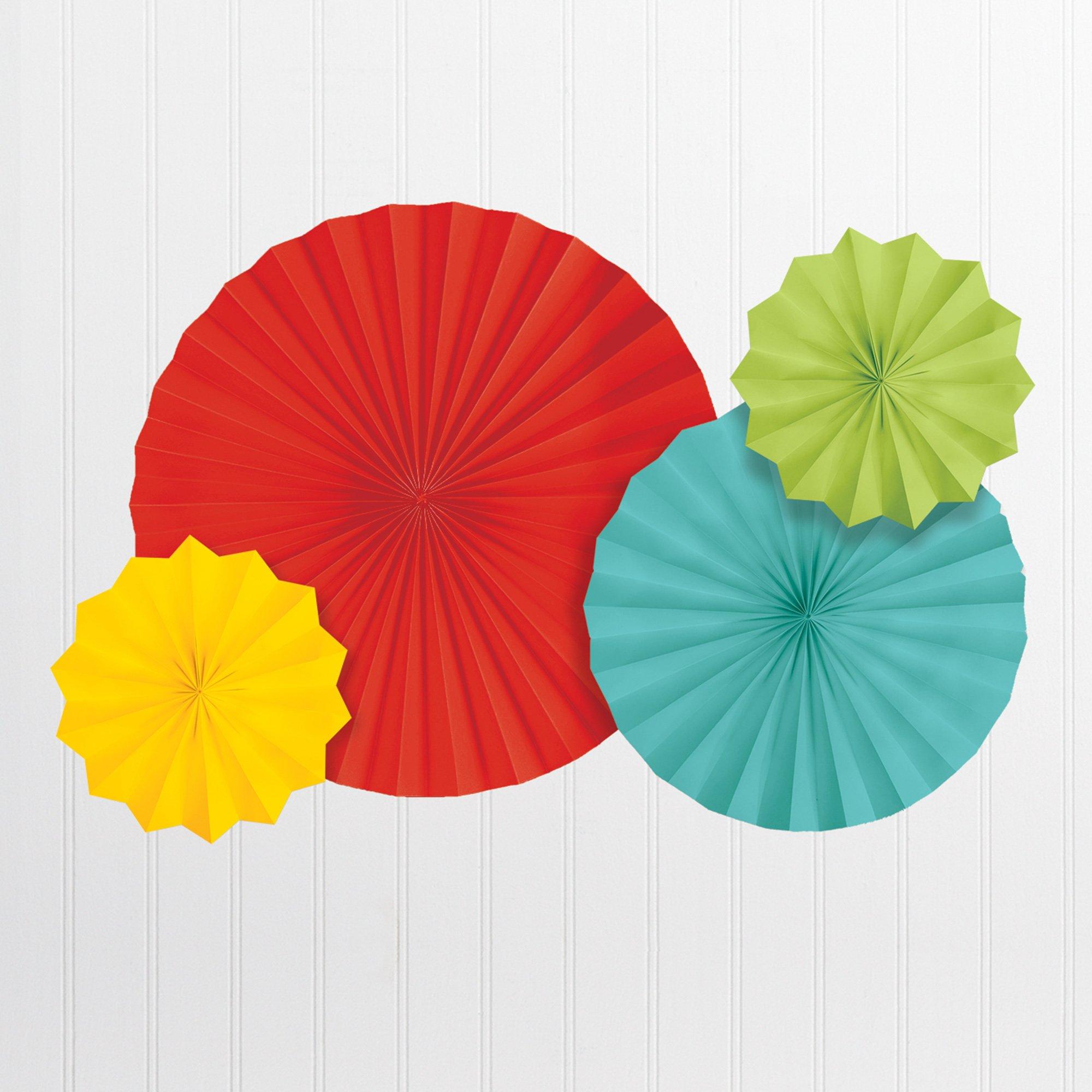 Paper Fan Decorations, 4ct