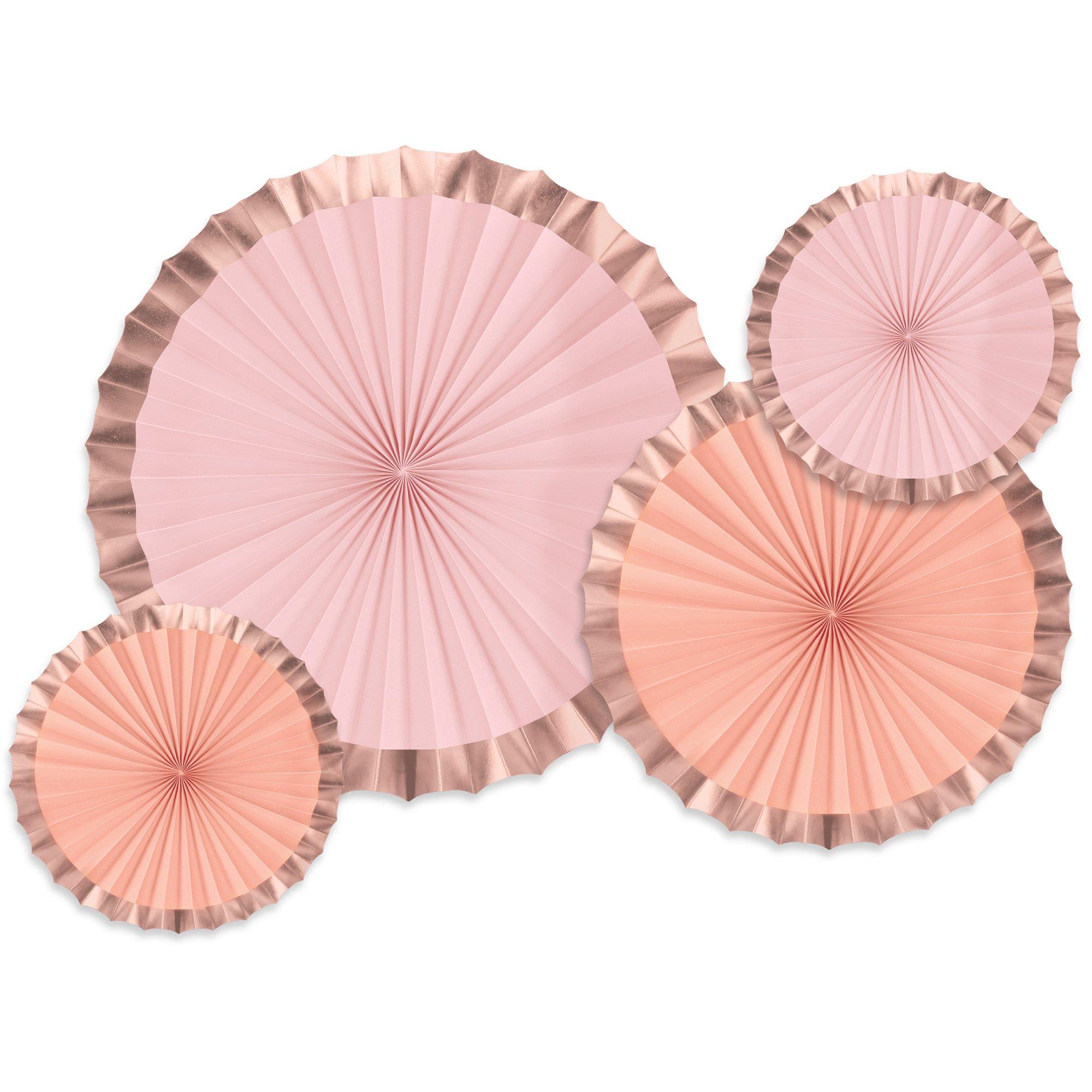 Party Hanging Paper Fans Rose Golden Paper Round Fans - Temu