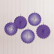 Purple Mini Paper Fan Decorations, 6in, 5ct