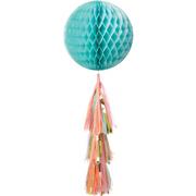 Honeycomb Ball Decoration with Iridescent Tail, 11 1/2in x 27 1/2in