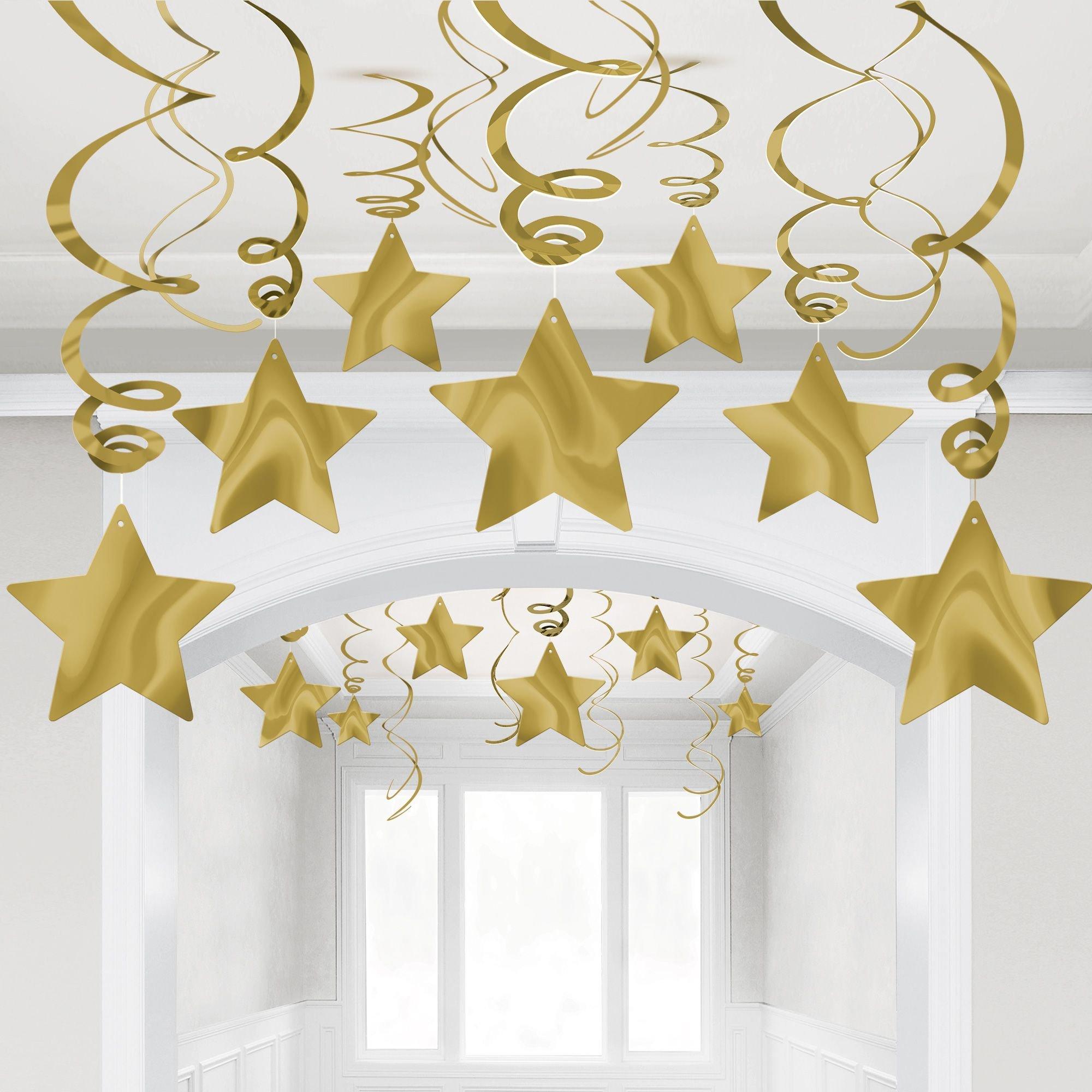 Gold Star Swirl Decorations, 30ct